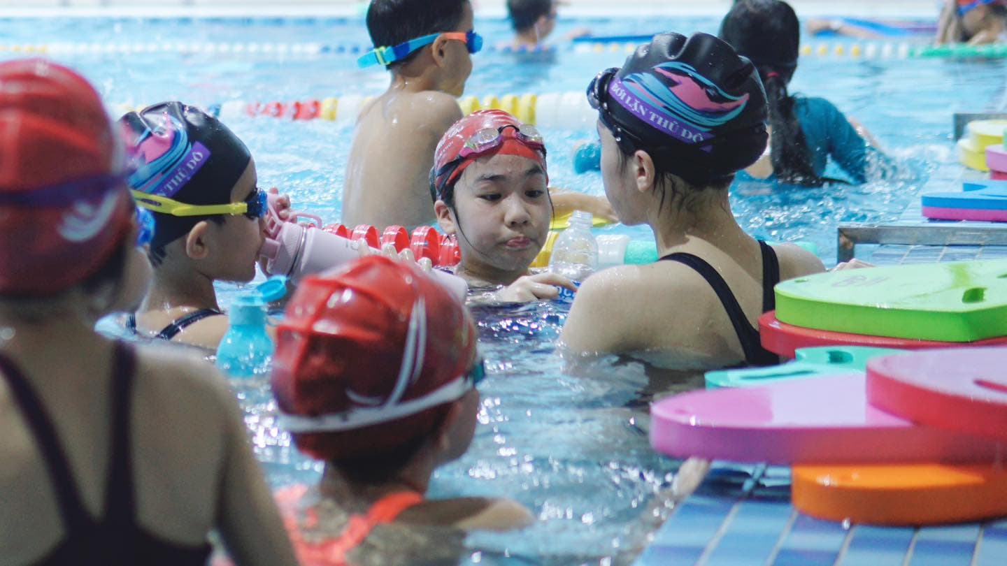 Kids having fun in pool